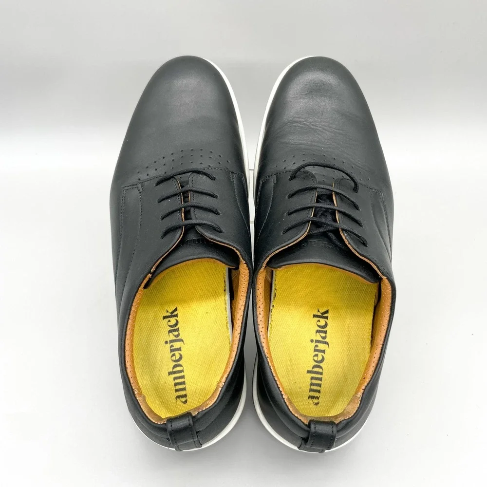 Amberjack The Original Derby Shoes Mens 10.5 Black Leather Casual Dress Sneakers